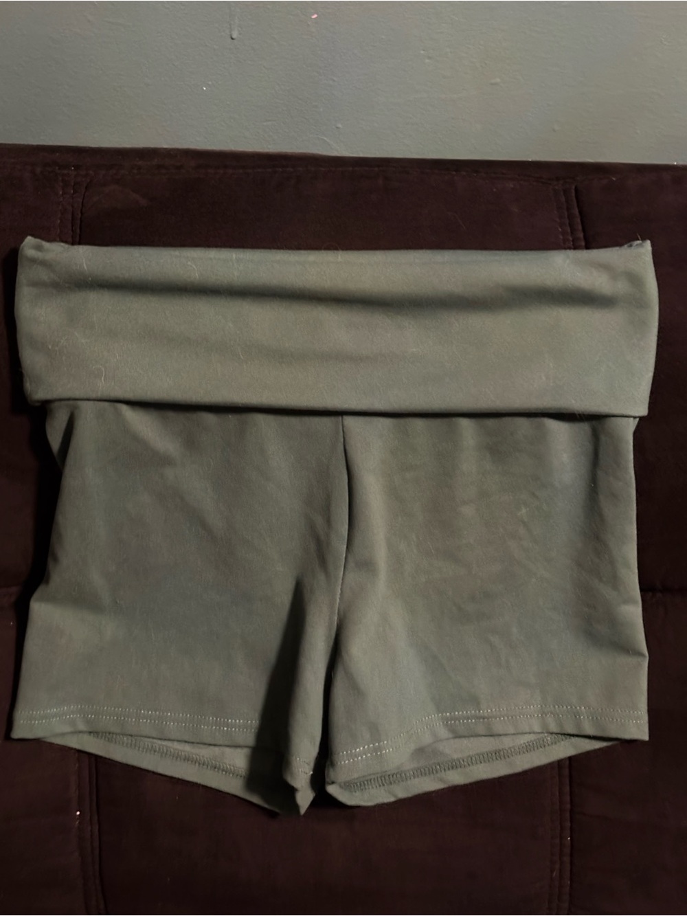 No Boundaries Green Fold-Down Waist Bike Shorts